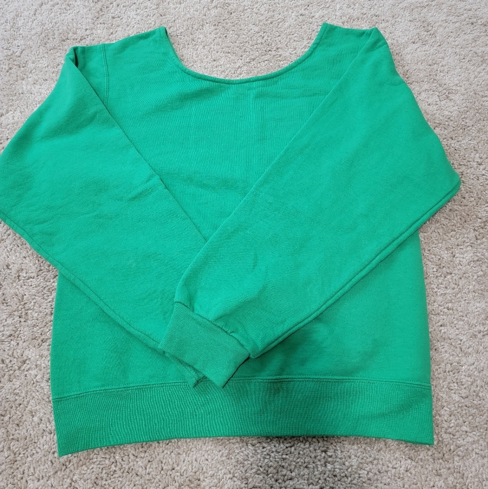 Off shoulder slouchy green sweater Small